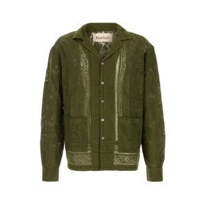 Baziszt Men Olive Green Lace Shirt